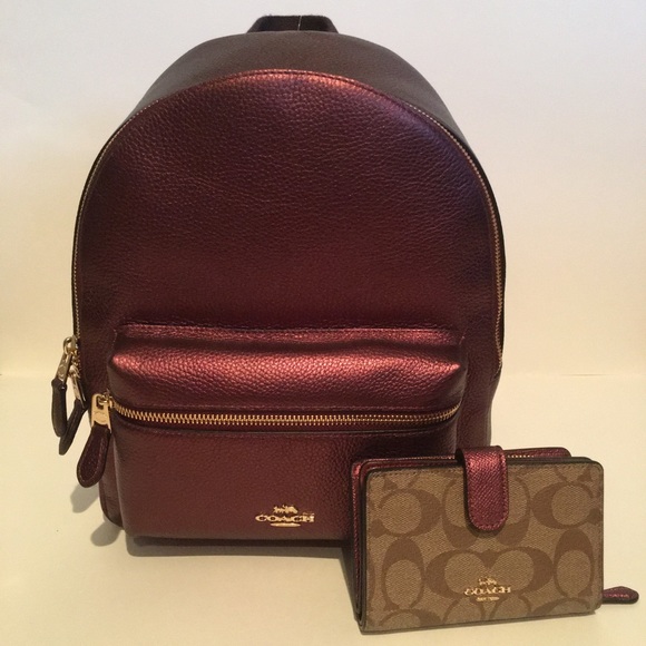 NWT Coach Metallic Charlie Backpack and Wallet - Picture 2 of 8